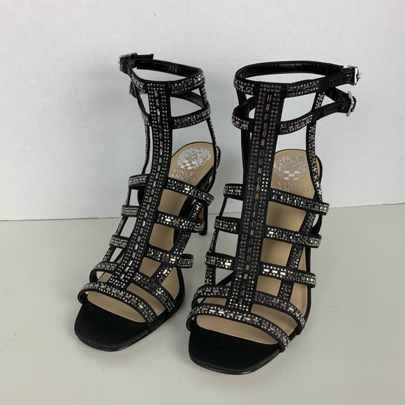 NWOB $150 Vince Camuto rhinestone blk cage heels - Picture 3 of 6